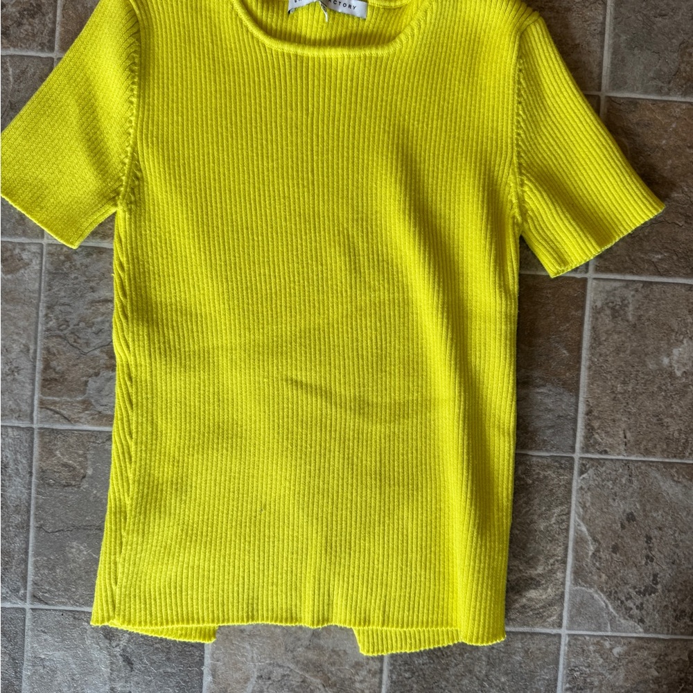 English Factory Neon Yellow Ribbed Short-Sleeve Tee